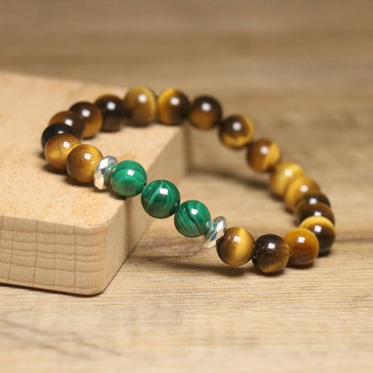 Tiger's Eye Green Center Bead Bracelet