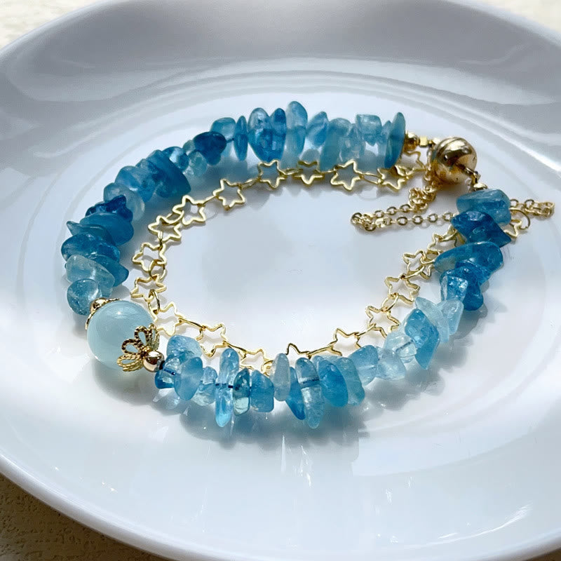 Aquamarine Gravel Design Star Magnetic Buckle Bracelet