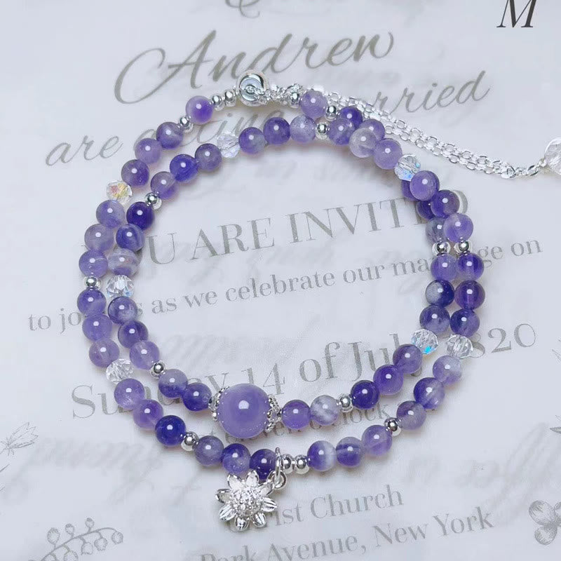 Amethyst Sunflower Double-Wrap Bracelet