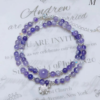 Amethyst Sunflower Double-Wrap Bracelet