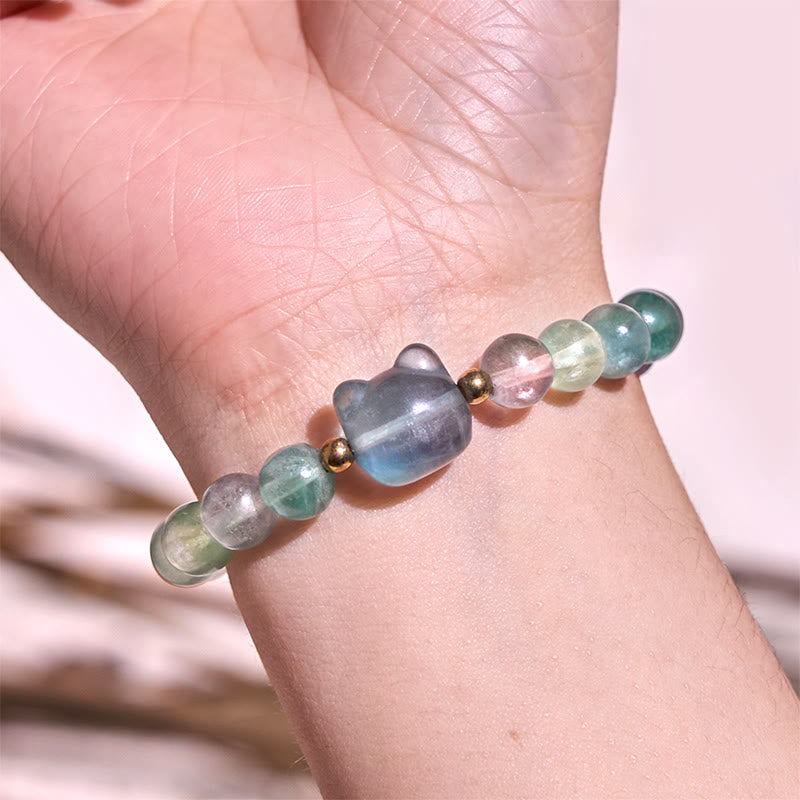 Mixed Crystal Cat Head Bracelet