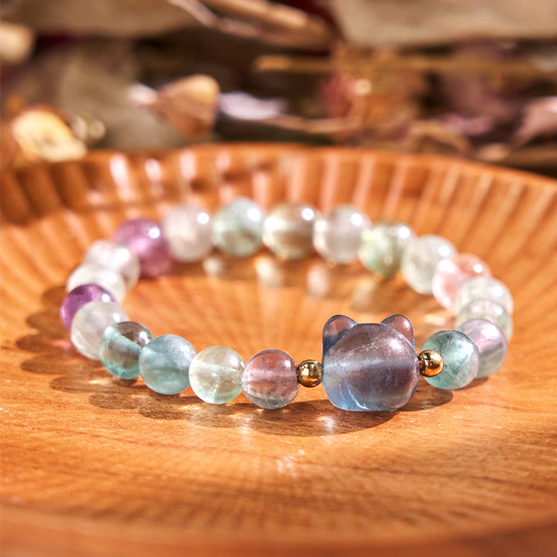 Mixed Crystal Cat Head Bracelet
