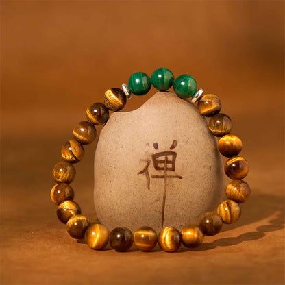 Tiger's Eye Green Center Bead Bracelet