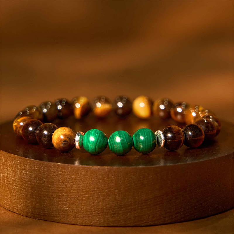 Tiger's Eye Green Center Bead Bracelet