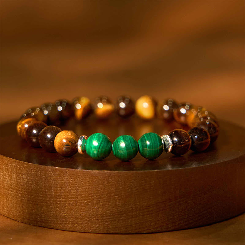 Tiger's Eye Green Center Bead Bracelet