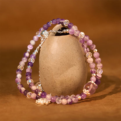 Amethyst Sunflower Double-Wrap Bracelet