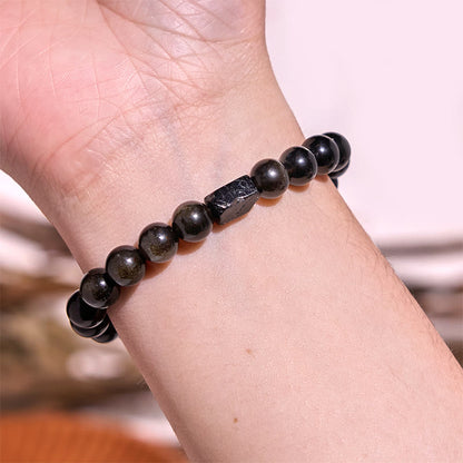 Gold Sheen Obsidian Black Tourmaline Bracelet