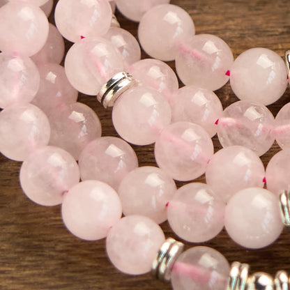 108 Beads Rose Quartz Lotus Mala Bracelet