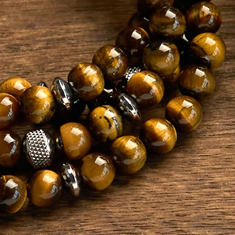 108 Beads Tiger's Eye Multi-Turn Mala Bracelet