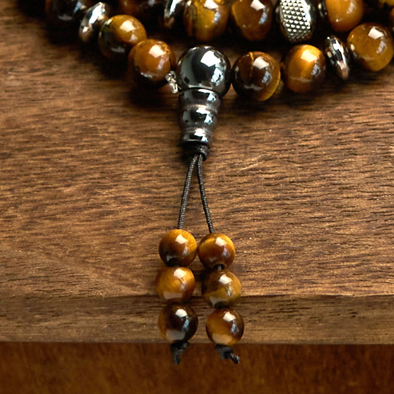 108 Beads Tiger's Eye Multi-Turn Mala Bracelet