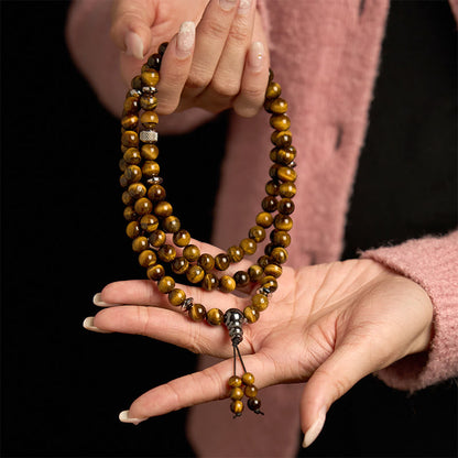 108 Beads Tiger's Eye Multi-Turn Mala Bracelet