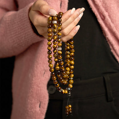 108 Beads Tiger's Eye Multi-Turn Mala Bracelet