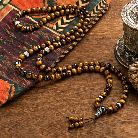108 Beads Tiger's Eye Multi-Turn Mala Bracelet