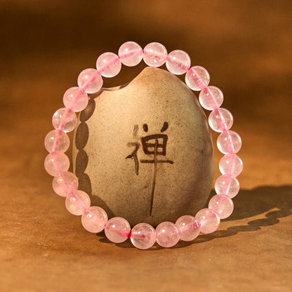 Rose Quartz Round Bead Bracelet