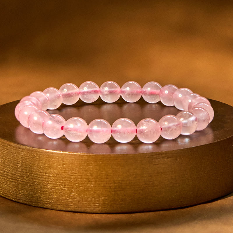 Rose Quartz Round Bead Bracelet by Worn Within