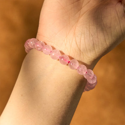 Rose Quartz Round Bead Bracelet