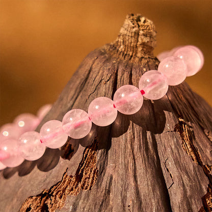 Rose Quartz Round Bead Bracelet