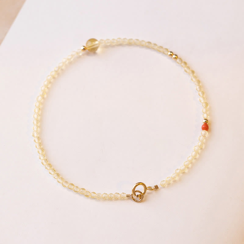 14K Gold Citrine Copper Bead Bracelet