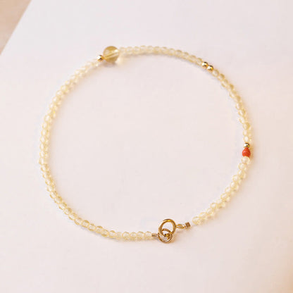 14K Gold Citrine Copper Bead Bracelet