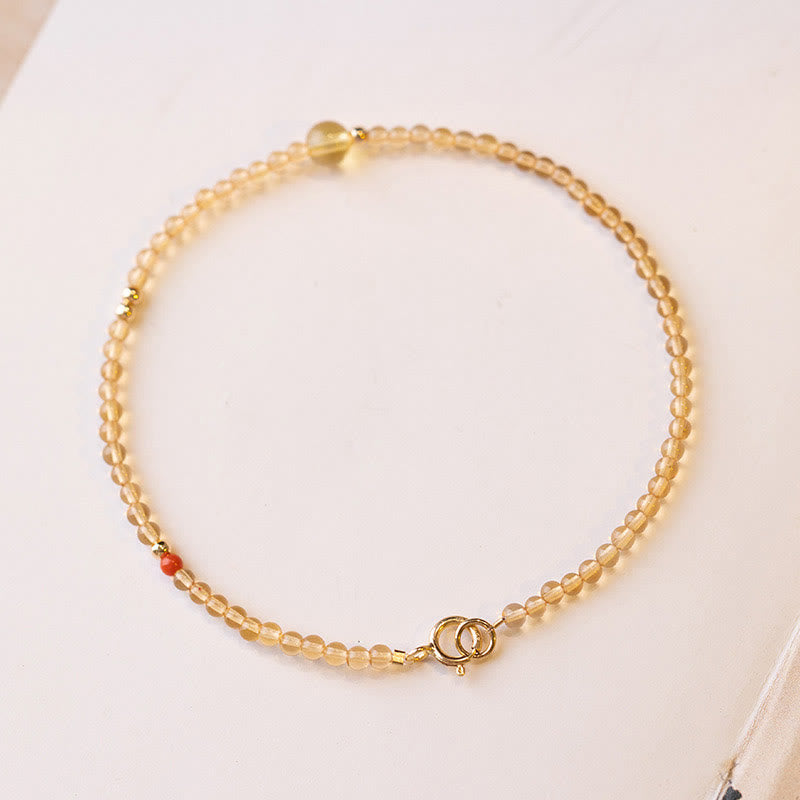 14K Gold Citrine Copper Bead Bracelet