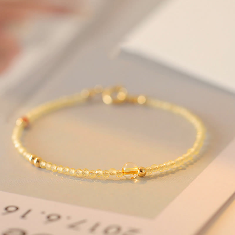 14K Gold Citrine Copper Bead Bracelet