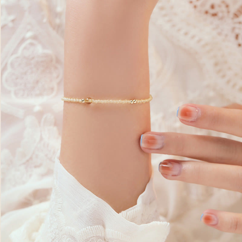 14K Gold Citrine Copper Bead Bracelet