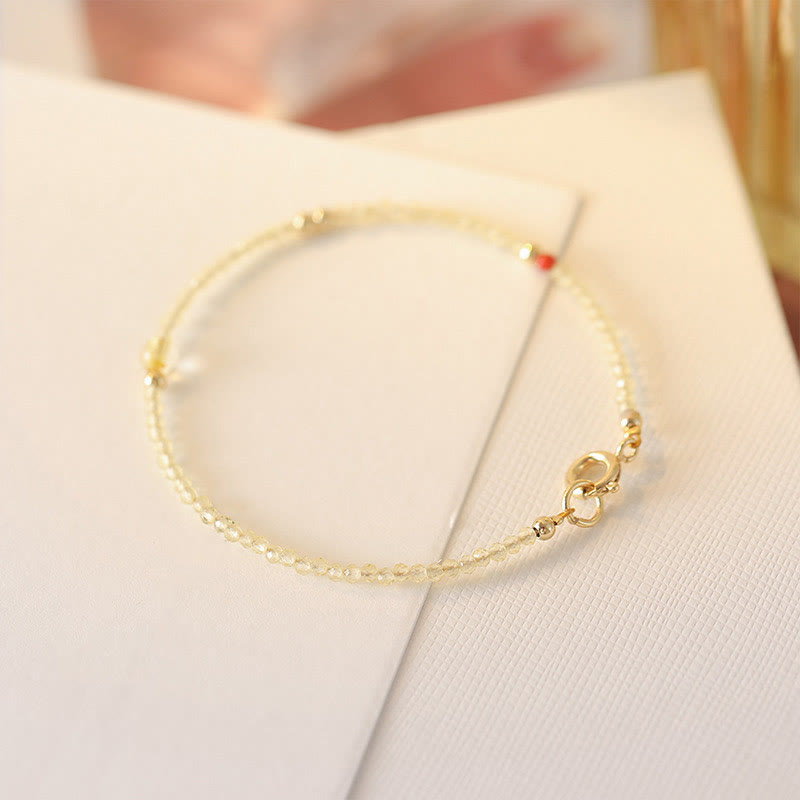 14K Gold Citrine Copper Bead Bracelet