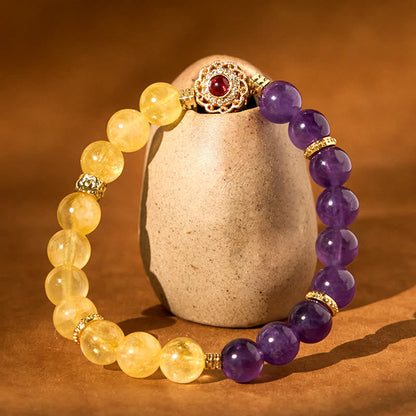 Citrine Amethyst Bead Bracelet