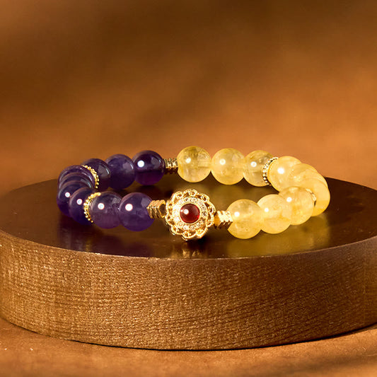 Citrine Amethyst Bead Bracelet by Worn Within