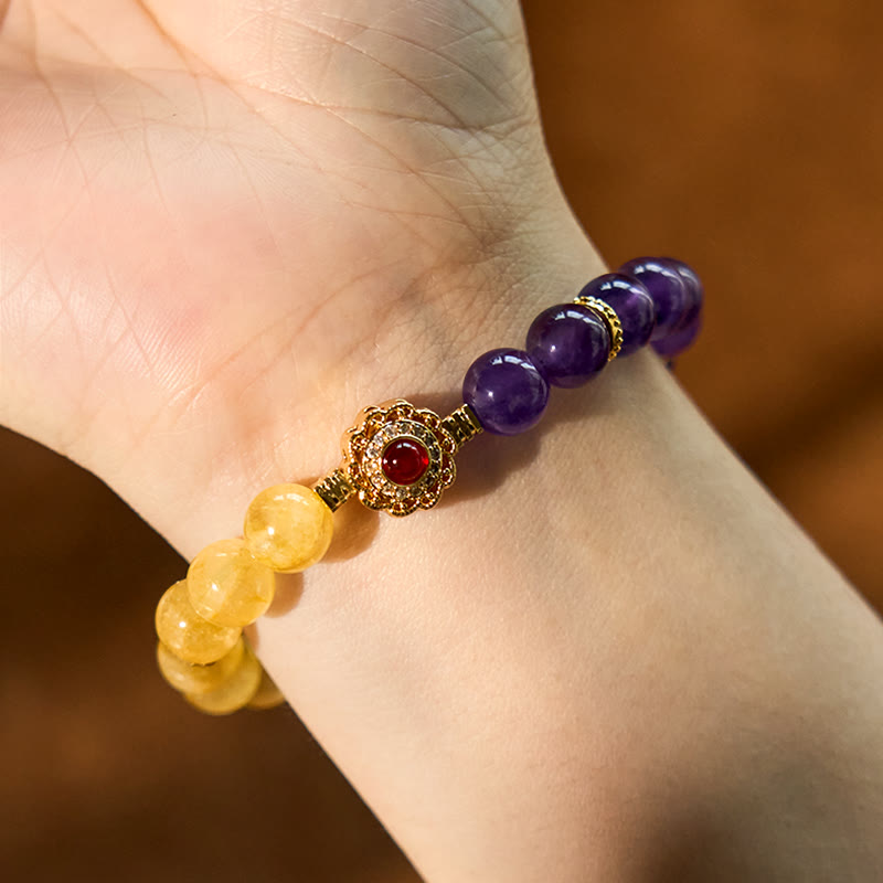 Citrine Amethyst Bead Bracelet