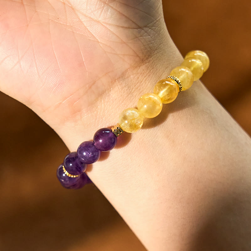 Citrine Amethyst Bead Bracelet