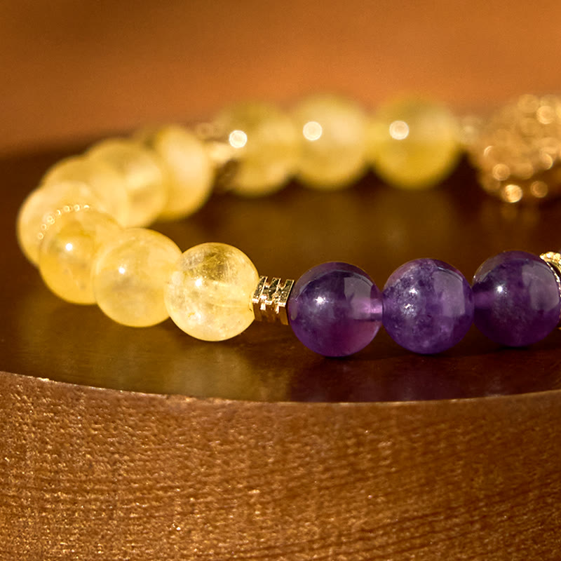 Citrine Amethyst Bead Bracelet