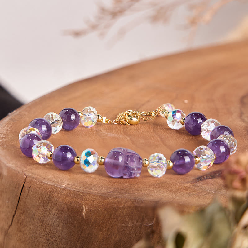 Amethyst Crystal Pixiu Centerpiece Bracelet by Worn Within