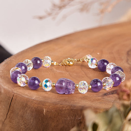 Amethyst Crystal Pixiu Centerpiece Bracelet by Worn Within