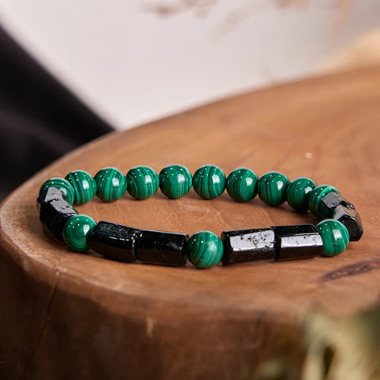 Malachite Black Tourmaline Bead Bracelet by Worn Within