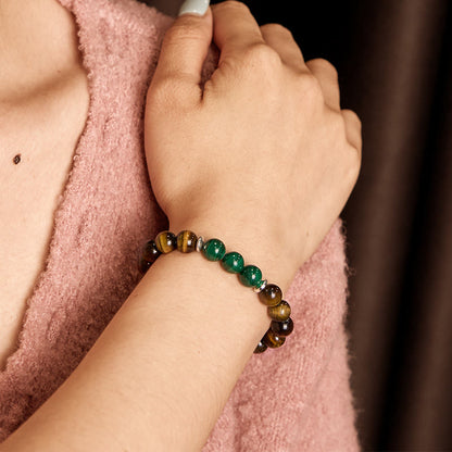 Tiger's Eye Green Center Bead Bracelet