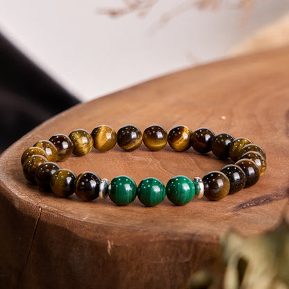 Tiger's Eye Green Center Bead Bracelet by Worn Within