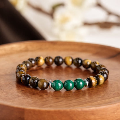Tiger's Eye Green Center Bead Bracelet