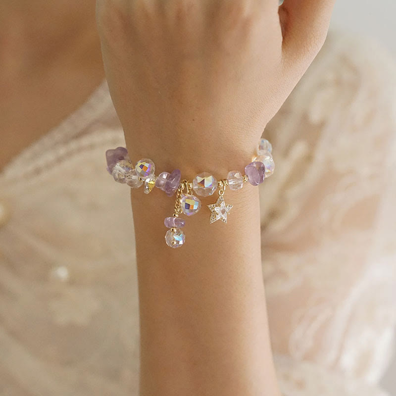 Amethyst-Stern-Charm-Armband