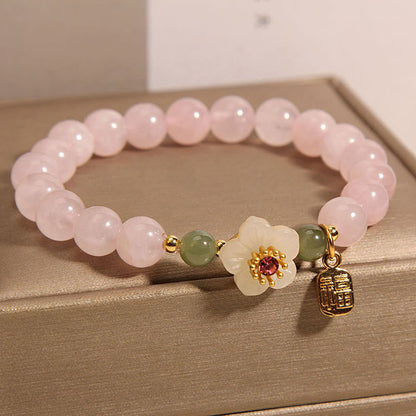 Rosenquarz-Jade-Fu-Zeichen-Armband