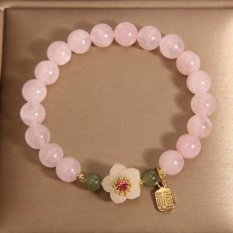 Rosenquarz-Jade-Fu-Zeichen-Armband