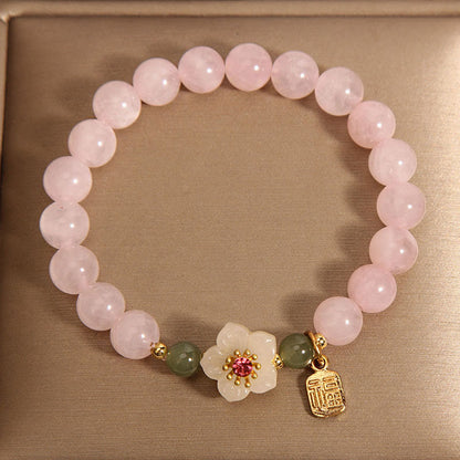 Rosenquarz-Jade-Fu-Zeichen-Armband