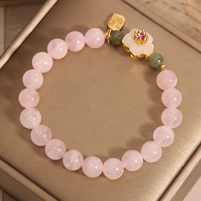 Rosenquarz-Jade-Fu-Zeichen-Armband