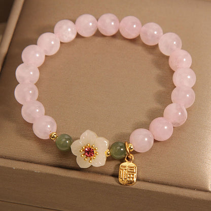 Rosenquarz-Jade-Fu-Zeichen-Armband