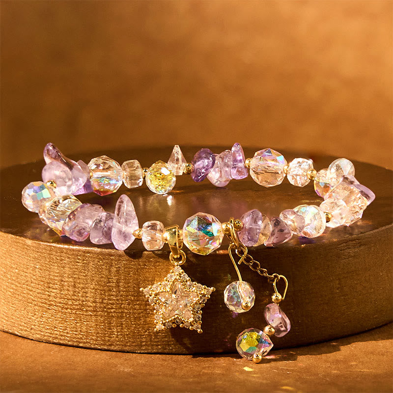 Amethyst-Stern-Charm-Armband