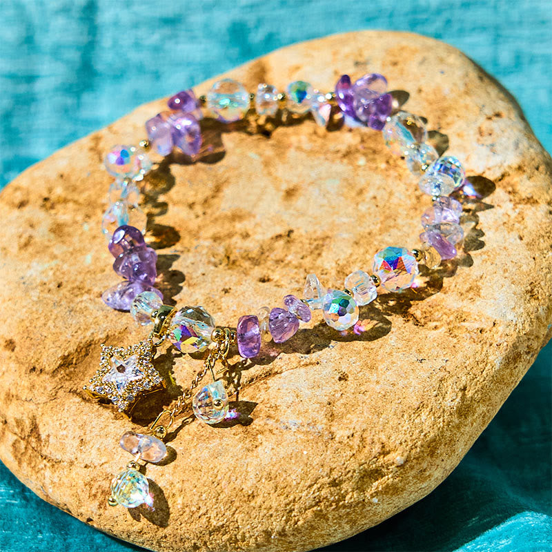 Amethyst-Stern-Charm-Armband