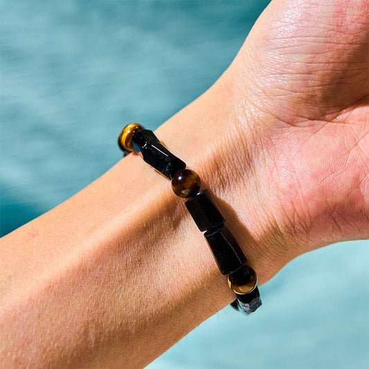 Tourmaline Tiger's Eye Mixed Bead Bracelet