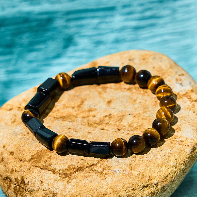 Tourmaline Tiger's Eye Mixed Bead Bracelet by Worn Within