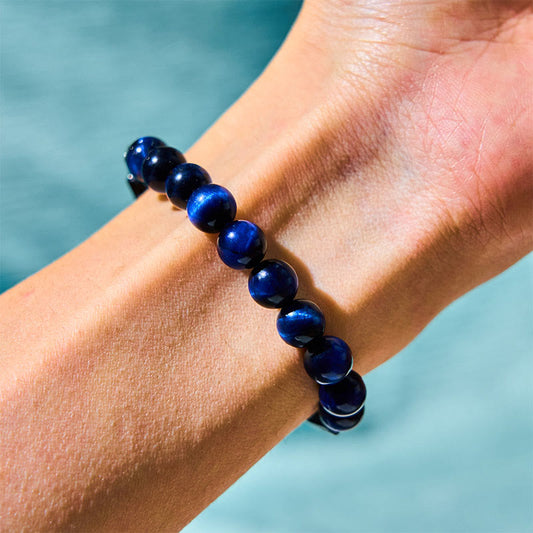Blue Tiger's Eye Black Tourmaline Bracelet