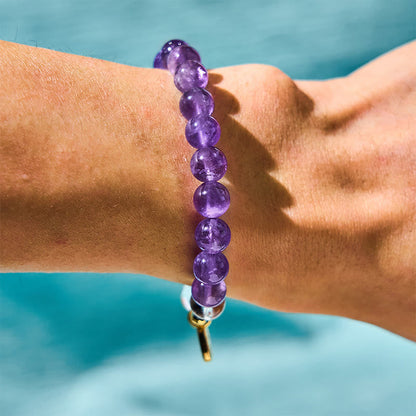 Amethyst-Weißkristall-Blumen-Charm-Armband